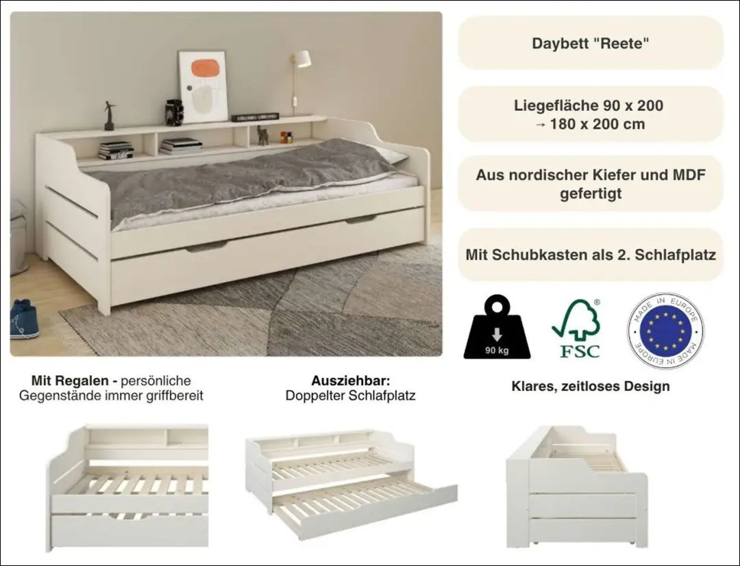 Vaikiška ištraukiama lova GI722 - €220 Save 50% __label:Pristatymas 1-2 d.d., color-balta, lovos-miegamojo,