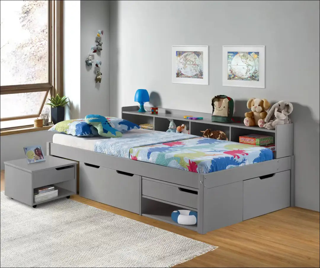 Vaikiška lova (90x200cm) GI643 - €222 Save 50% __label:Pristatymas 1-2 d.d., color-pilka, lovos-miegamojo,