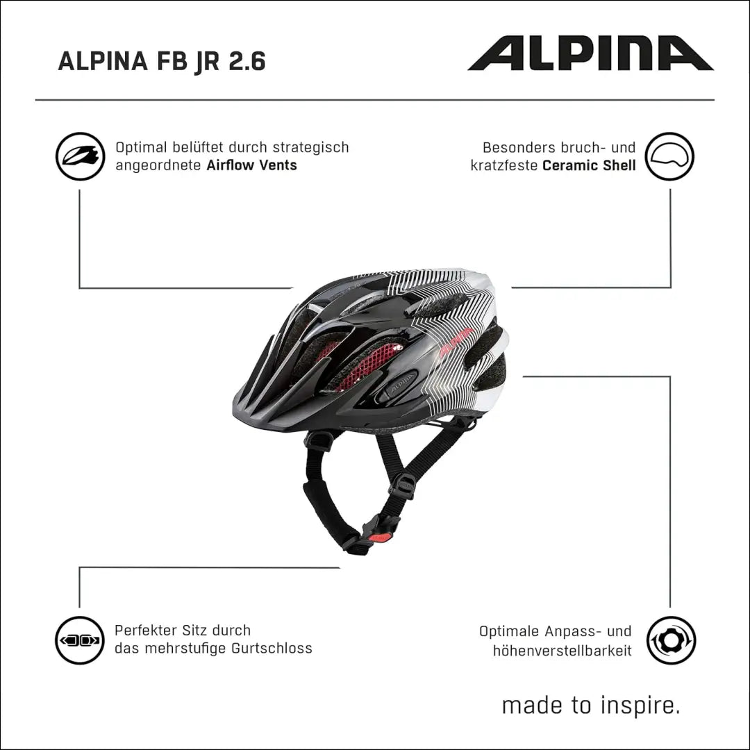 Vaikiškas dviračio šalmas “Alpina FB 2.0” SP051 - €26 Save 30% 25-50, __label:Pristatymas 1-2 d.d., color-balta,
