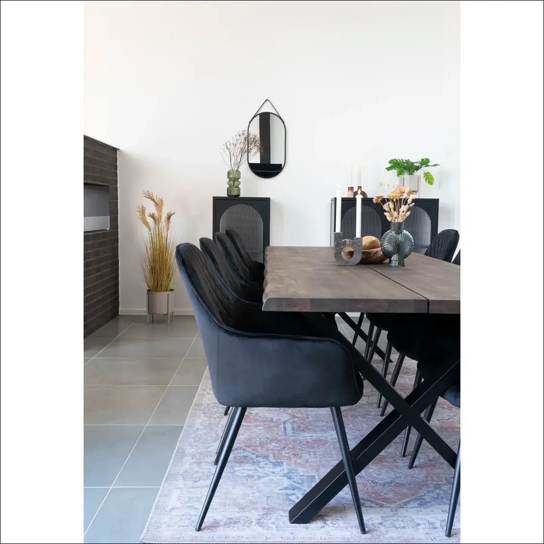 Valgomojo kėdė aksominė juoda juodos kojelės RD018 - €116 Save 15% 100-200, __label:Pristatymas 5-14 d.d., Dining