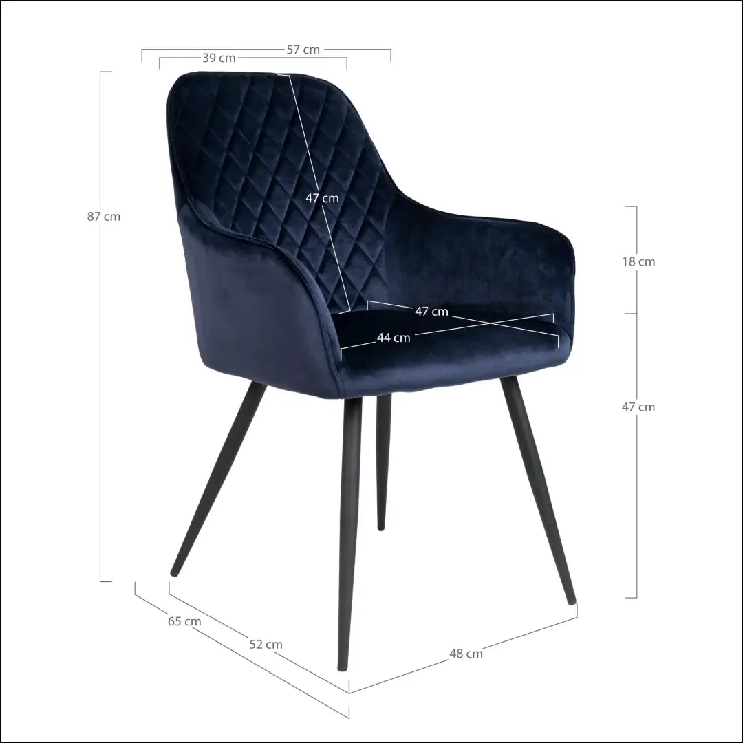 Valgomojo kėdė aksominė mėlyna juodos kojelės RD017 - €116 Save 15% 100-200, __label:Pristatymas 5-14 d.d., Dining