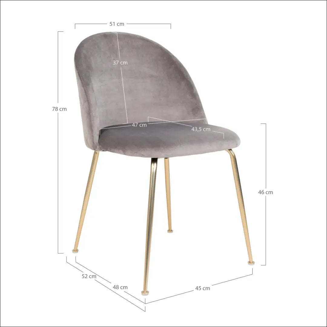 Valgomojo kėdė aksominė pilka žalvario imitacijos kojelės RD036 - €65 Save 15% 50-100, __label:Pristatymas 5-14 d.d.,