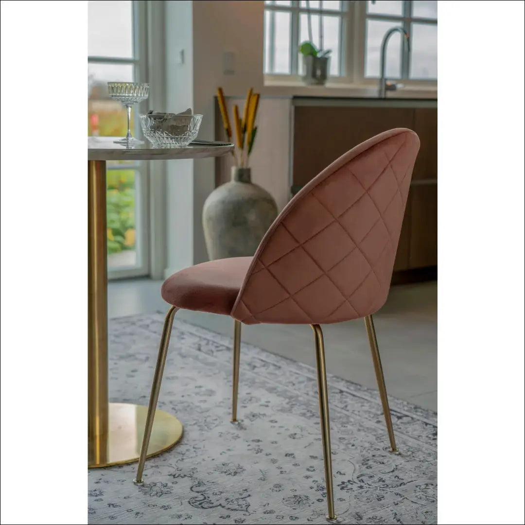 Valgomojo kėdė aksominė rožinė žalvario imitacijos kojelės RD035 - €94 Save 15% 50-100, __label:Pristatymas 5-14 d.d.,
