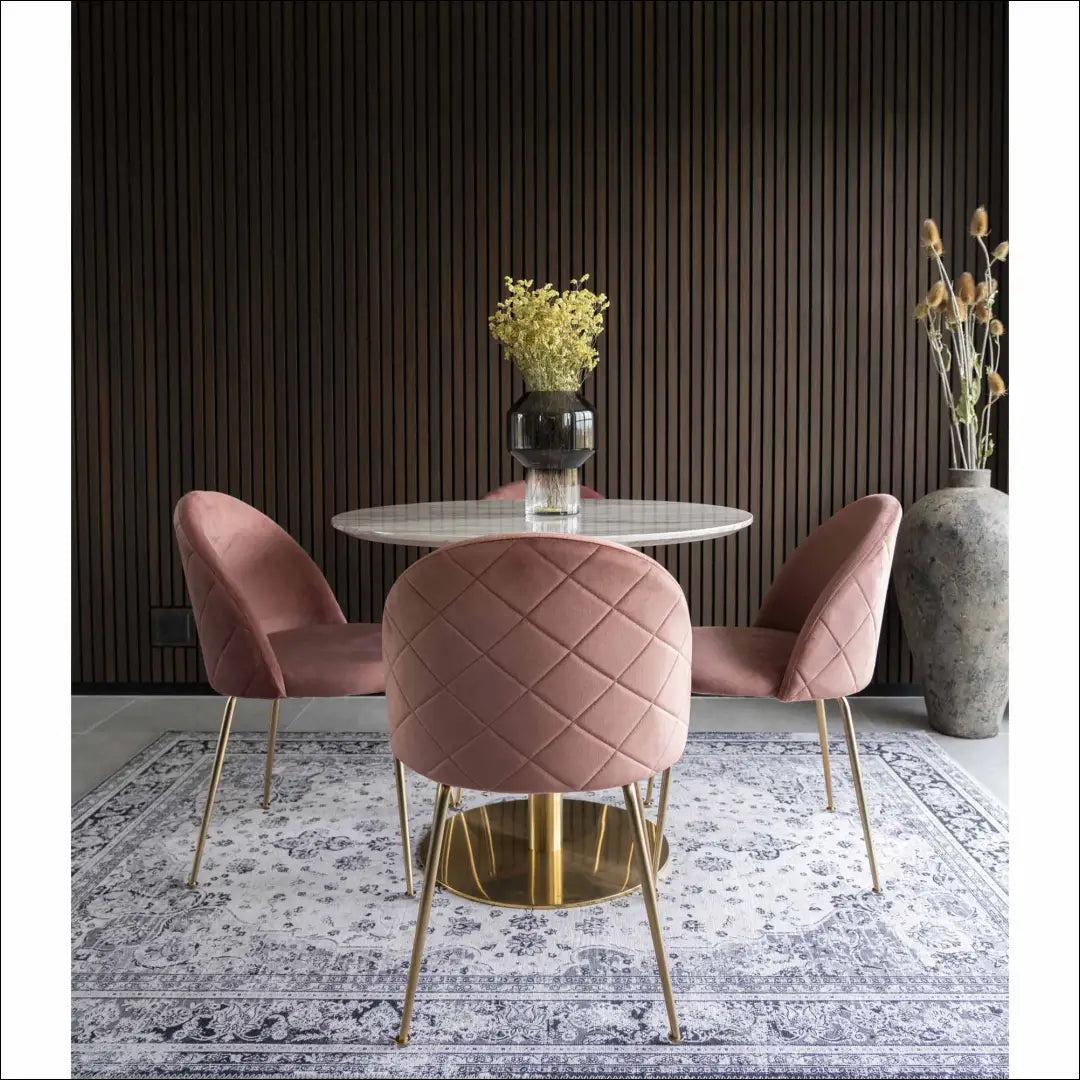 Valgomojo kėdė aksominė rožinė žalvario imitacijos kojelės RD035 - €94 Save 15% 50-100, __label:Pristatymas 5-14 d.d.,