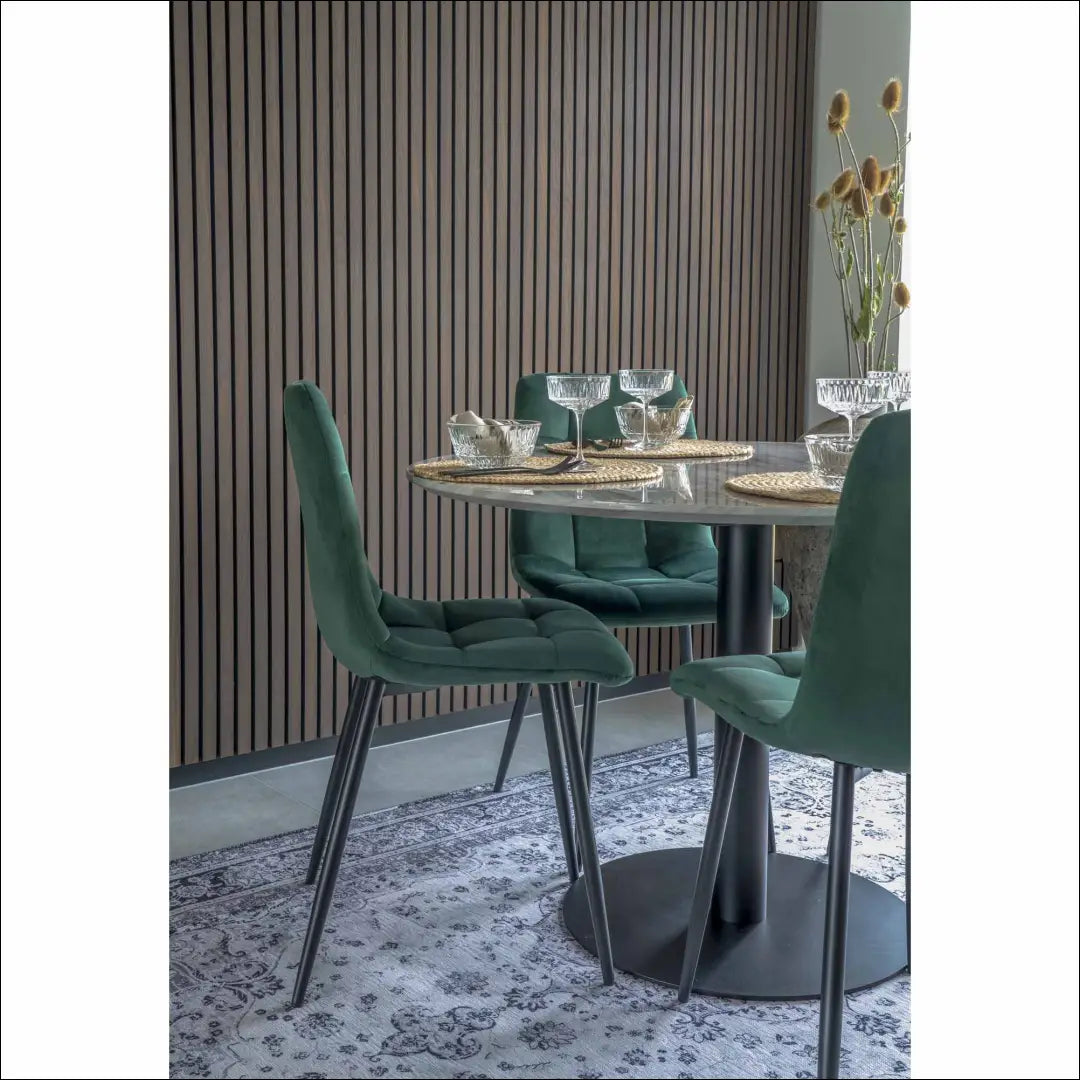 Valgomojo kėdė aksominė tamsiai žalia juodos kojelės RD029 - €87 Save 15% 50-100, __label:Pristatymas 5-14 d.d., Dining