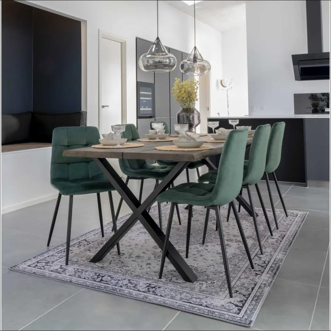 Valgomojo kėdė aksominė tamsiai žalia juodos kojelės RD029 - €87 Save 15% 50-100, __label:Pristatymas 5-14 d.d., Dining