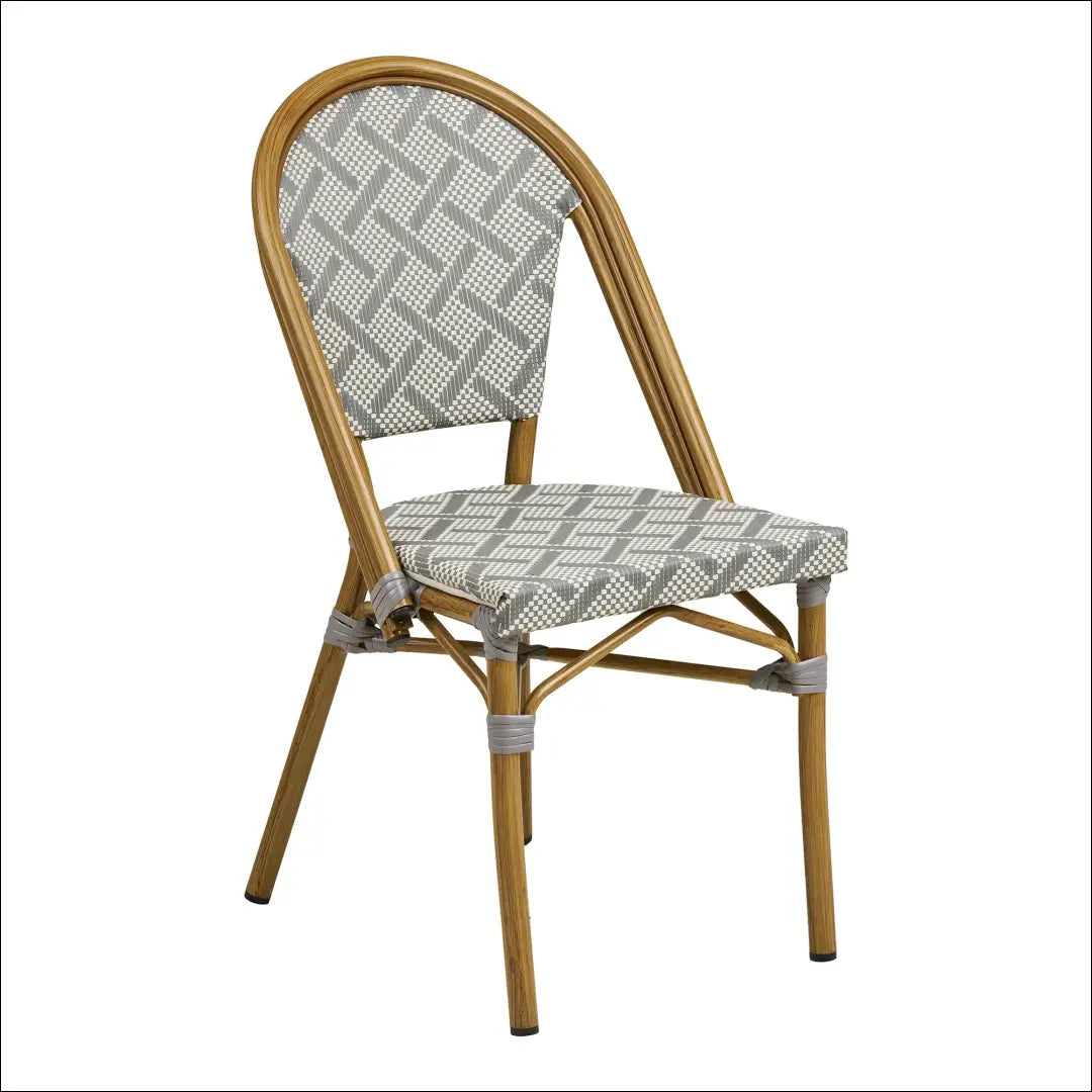 Valgomojo kėdė aliuminis/tekstilenas pilka bambuko imitacijos rėmas RD1061 - €92 Save 15% Balta / pilka, Dining chairs,