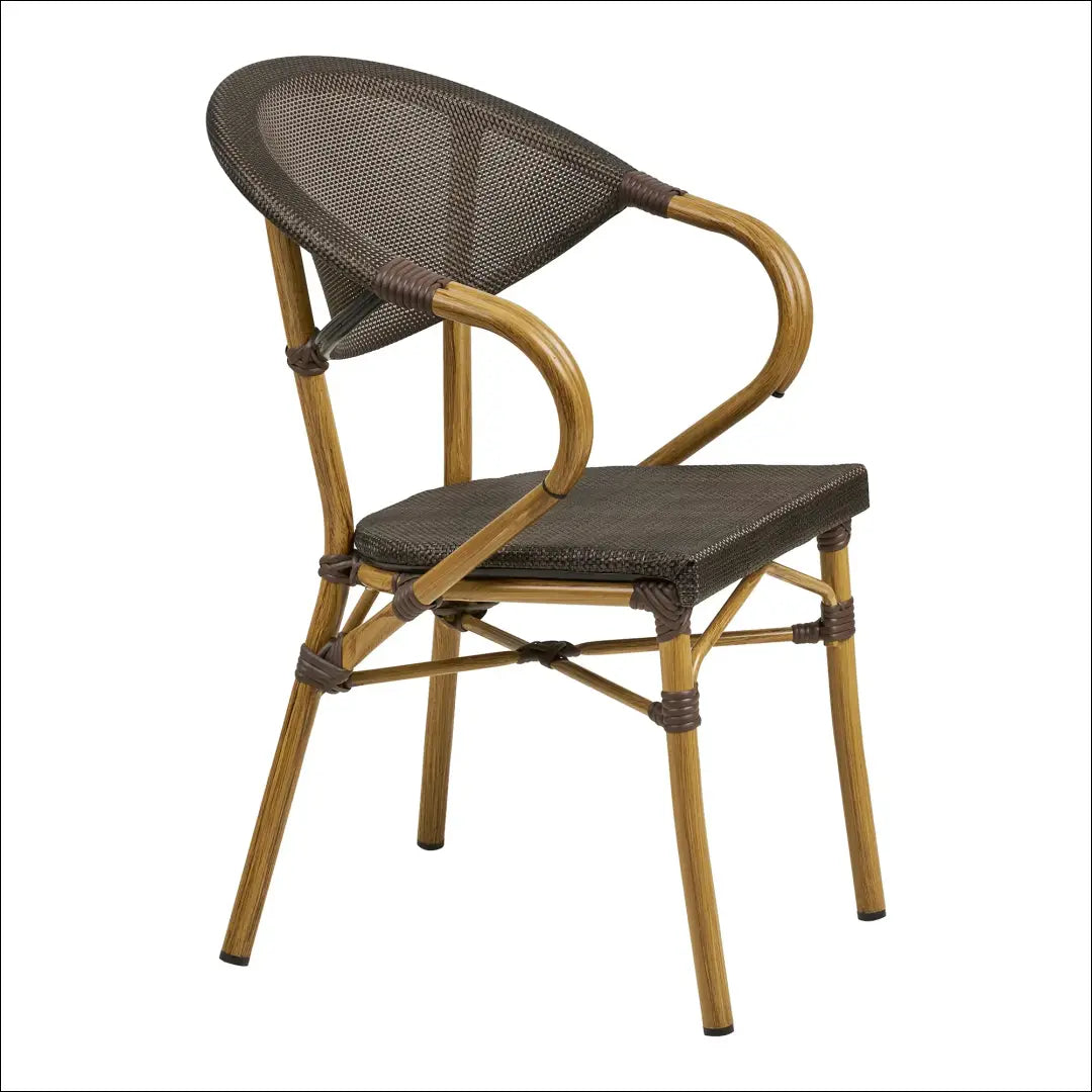 Valgomojo kėdė aliuminis tekstilenas tamsiai ruda bambuko imitacijos rėmas RD1060 - €97 Save 15% 50-100,