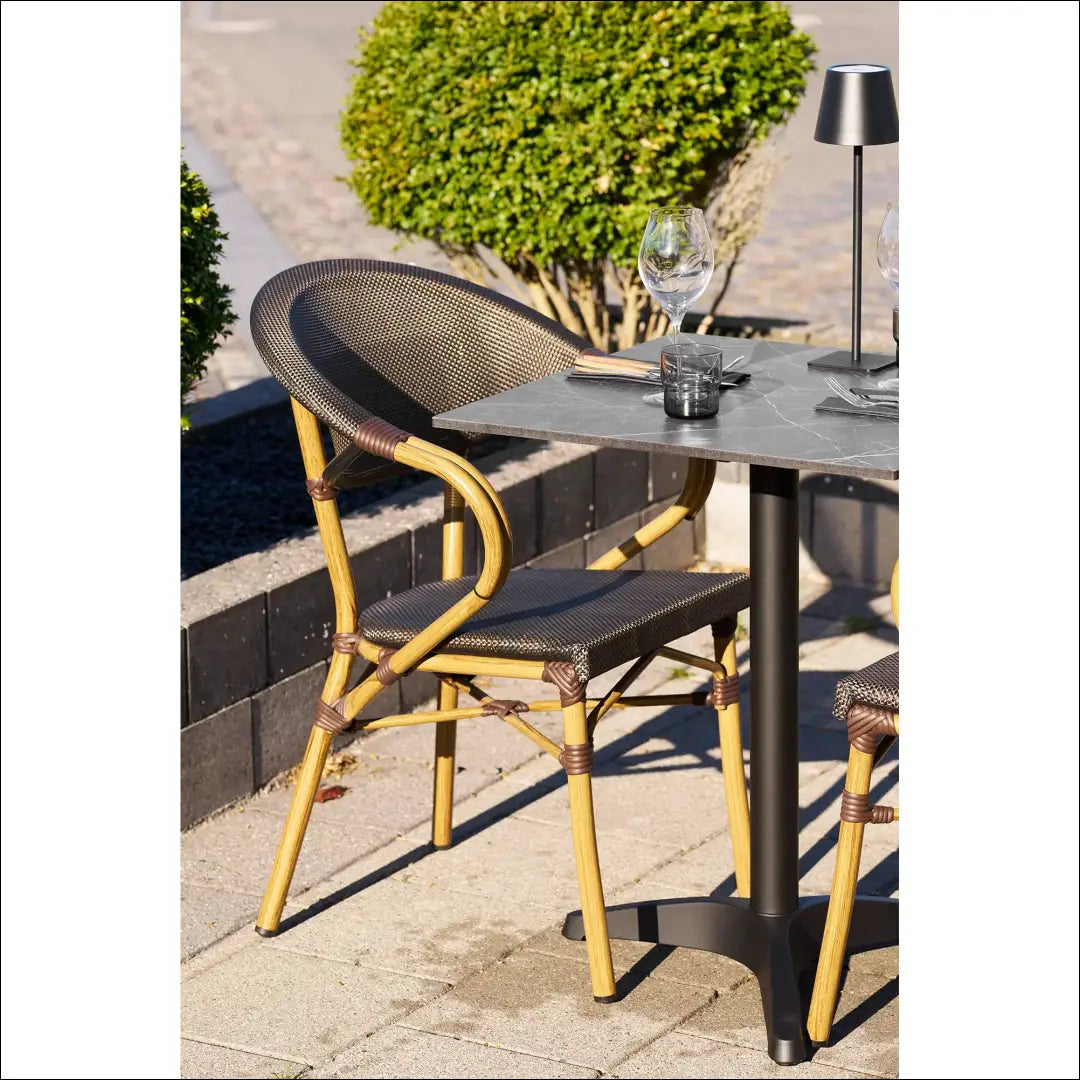 Valgomojo kėdė aliuminis tekstilenas tamsiai ruda bambuko imitacijos rėmas RD1060 - €97 Save 15% 50-100,