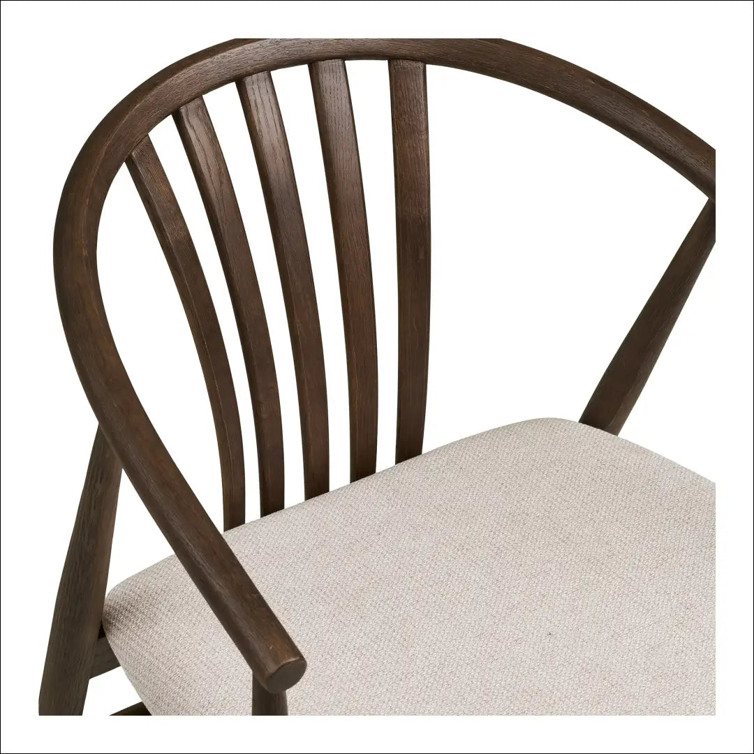 Valgomojo kėdė ąžuolo medienos masyvas su audiniu dūminės/smėlio spalvos RD082 - €257 Save 15% __label:Pristatymas 5-14
