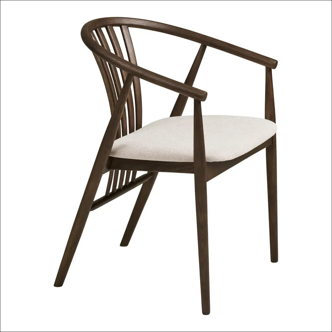 Valgomojo kėdė ąžuolo medienos masyvas su audiniu dūminės/smėlio spalvos RD082 - €257 Save 15% __label:Pristatymas 5-14