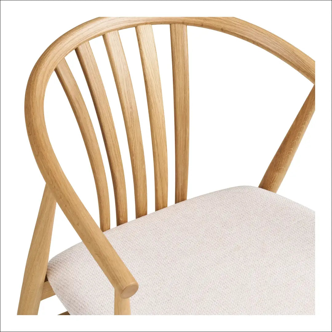 Valgomojo kėdė ąžuolo medienos masyvas su audiniu natūralios/smėlio spalvos RD081 - €257 Save 15% __label:Pristatymas