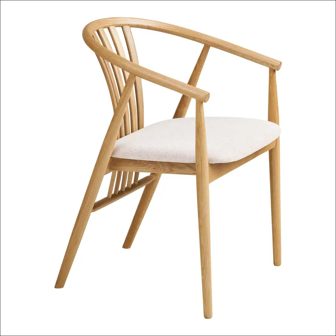 Valgomojo kėdė ąžuolo medienos masyvas su audiniu natūralios/smėlio spalvos RD081 - €257 Save 15% __label:Pristatymas