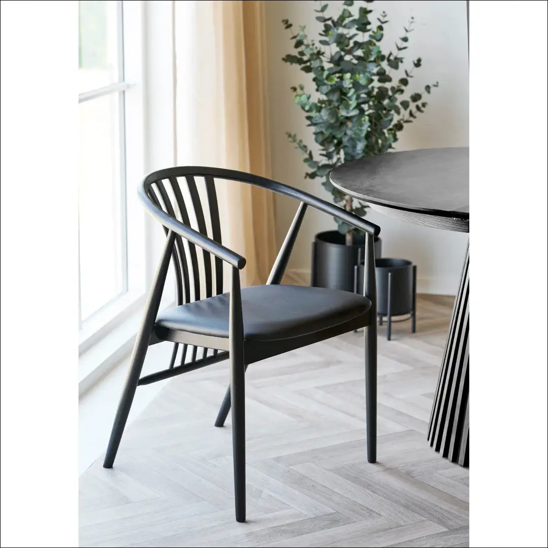 Valgomojo kėdė buko medienos su PU sėdyne juoda RD083 - €249 Save 15% __label:Pristatymas 5-14 d.d., Dining chairs,