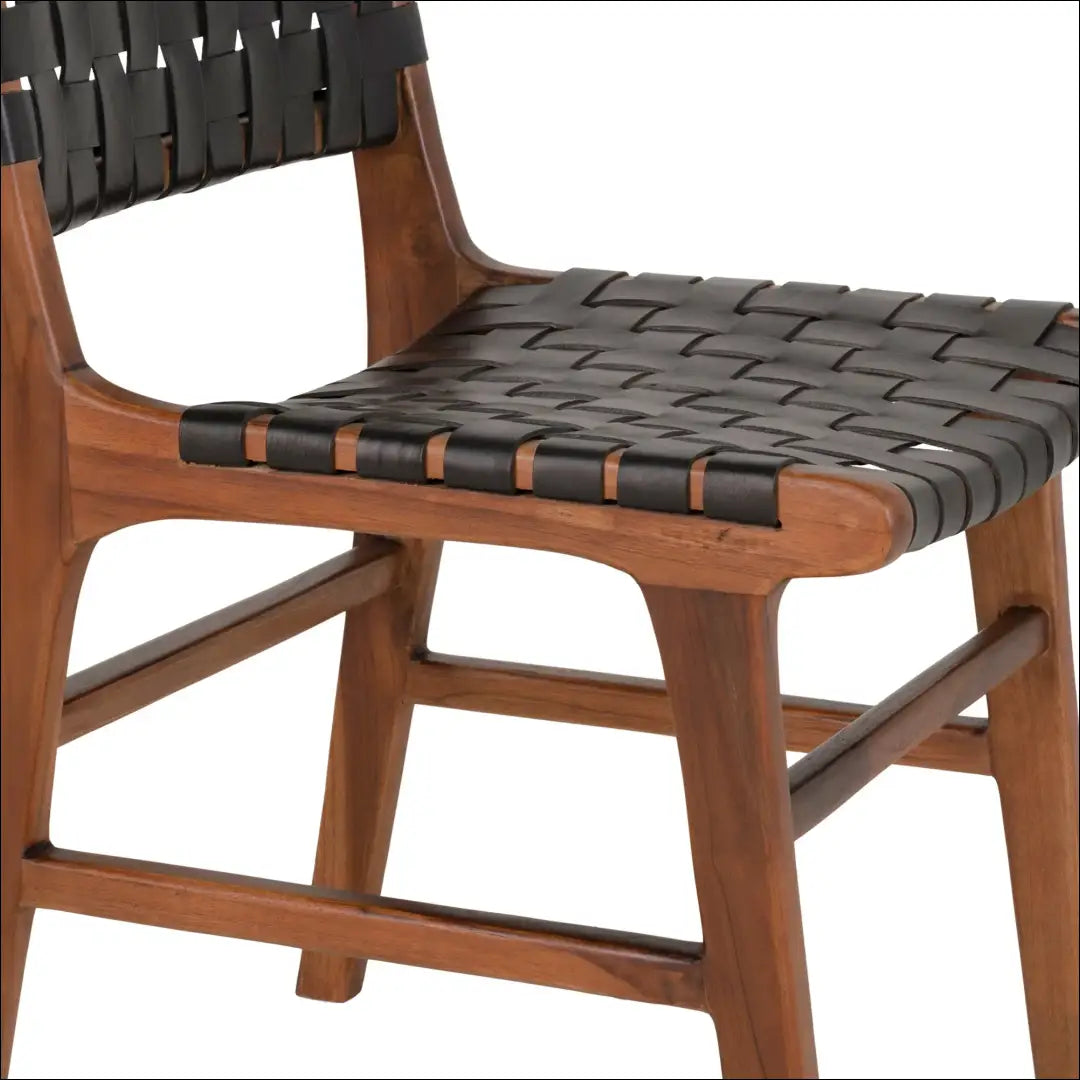 Valgomojo kėdė odinė juoda tikmedžio kojos RD080 - €228 Save 15% __label:Pristatymas 5-14 d.d., Dining chairs, Natūrali