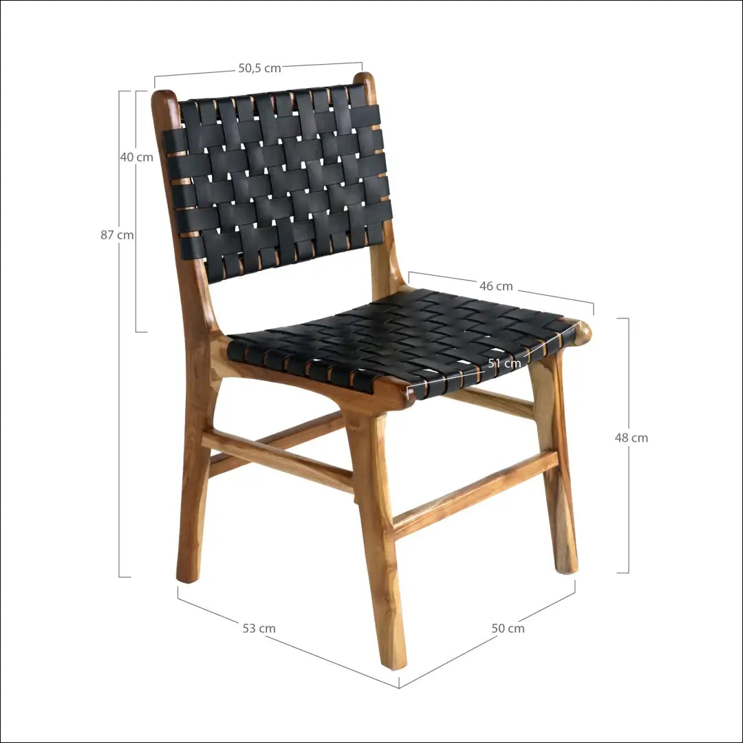 Valgomojo kėdė odinė juoda tikmedžio kojos RD080 - €228 Save 15% __label:Pristatymas 5-14 d.d., Dining chairs, Natūrali