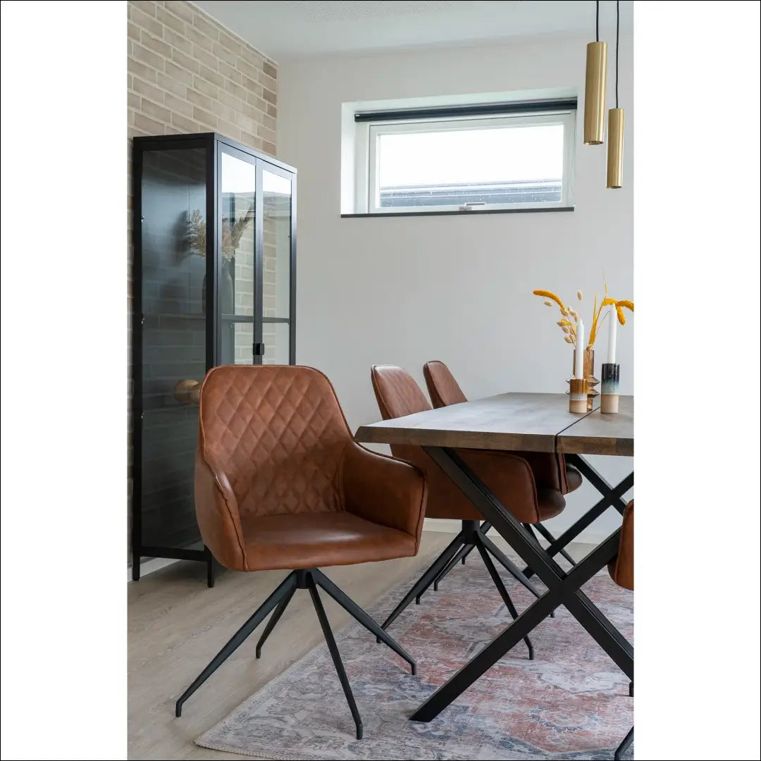 Valgomojo kėdė su pasukama rankena PU oda vintažinės rudos spalvos juodos kojelės RD020 - €160 Save 15% 100-200,