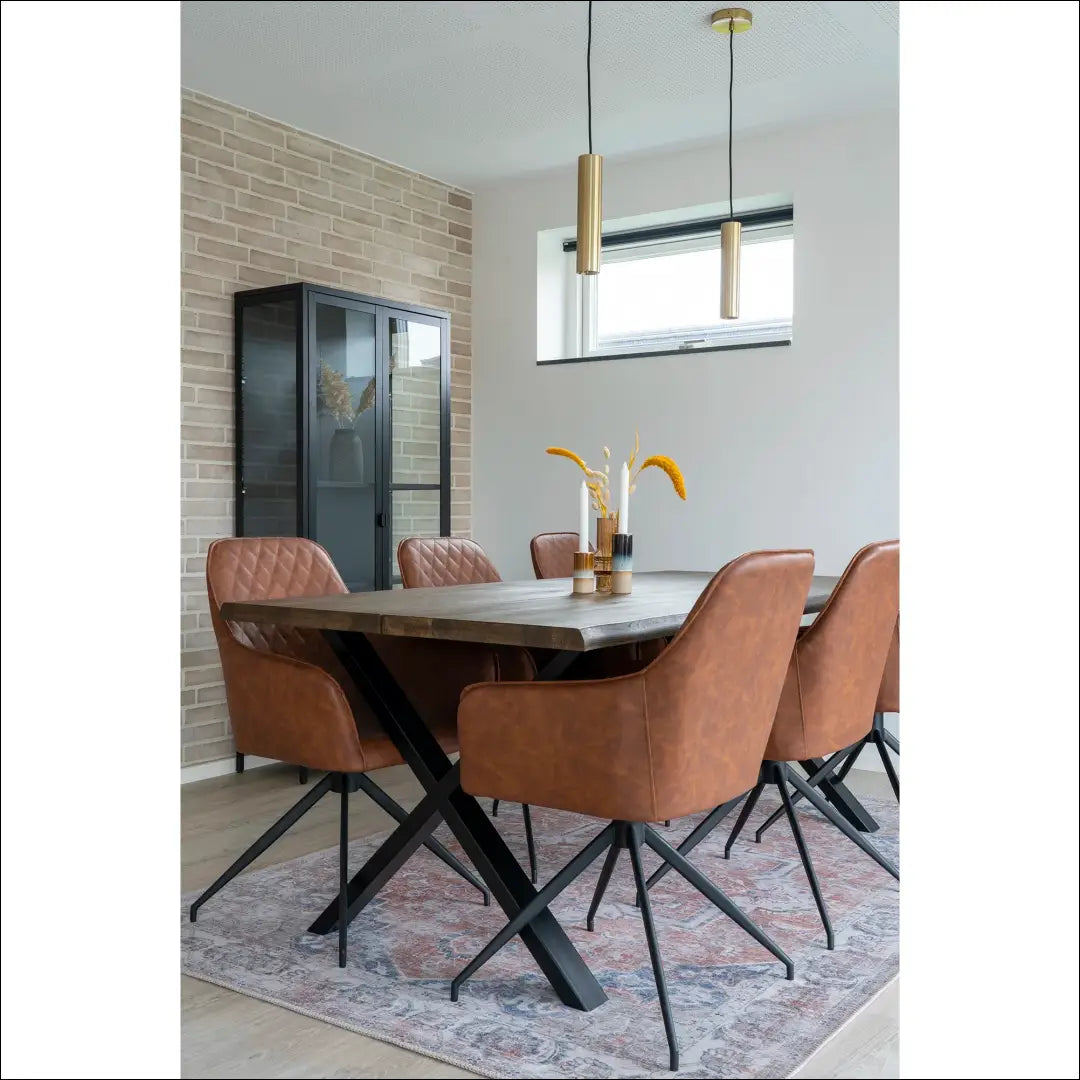 Valgomojo kėdė su pasukama rankena PU oda vintažinės rudos spalvos juodos kojelės RD020 - €160 Save 15% 100-200,