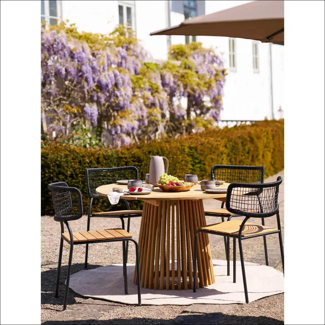 Valgomojo kėdė tikmedžio/poliratango juoda/natūrali juodos kojelės RD1059 - €58 Save 15% 50-100, __label:Pristatymas