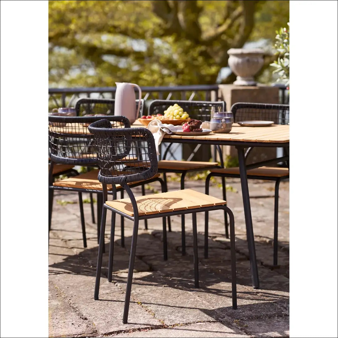 Valgomojo kėdė tikmedžio/poliratango juoda/natūrali juodos kojelės RD1059 - €58 Save 15% 50-100, __label:Pristatymas