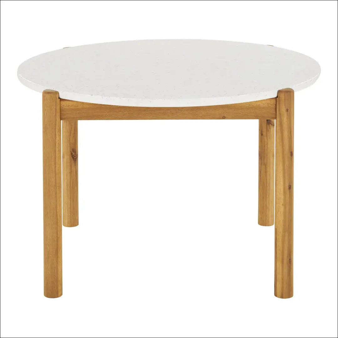 Valgomojo stalas akacijos/teracso medienos baltas/natūralus ø120x76 cm RD1092 - €520 Save 15% __label:Pristatymas 5-14