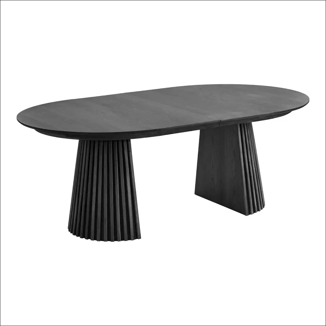 Valgomojo stalas ąžuolo fanera juodas su dviem prailginimo plokštelėmis 120x200-250-300x75 cm RD424 - €1,232 Save 15%