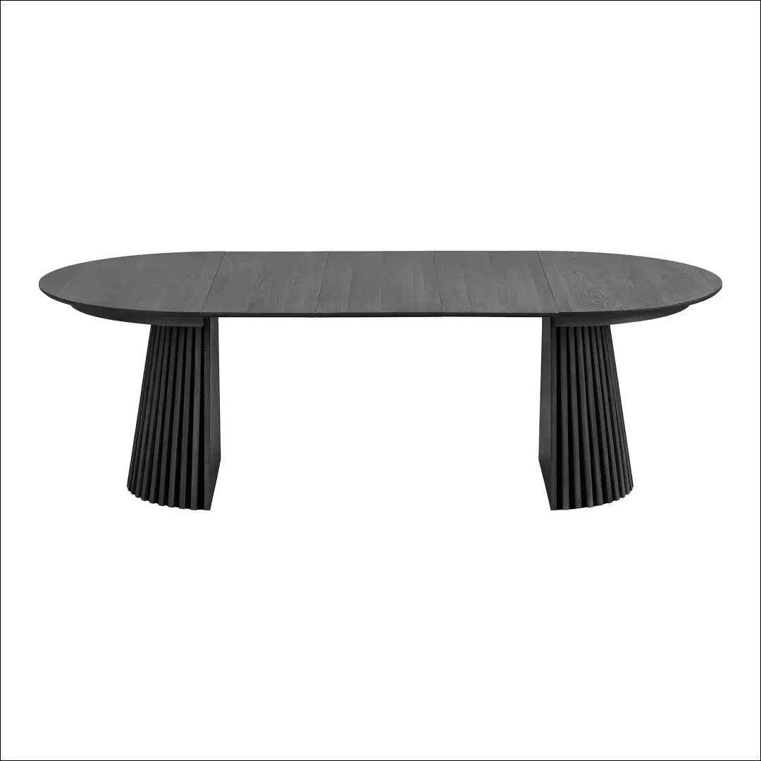Valgomojo stalas ąžuolo fanera juodas su trimis prailginimo plokštelėmis ø120x120-160-200-240x75 cm RD427 - €1,070 Save