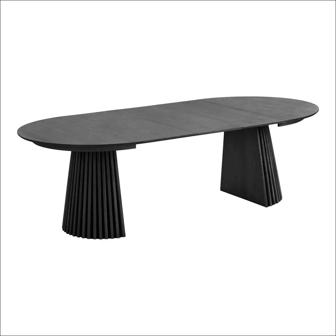 Valgomojo stalas ąžuolo fanera juodas su trimis prailginimo plokštelėmis ø120x120-160-200-240x75 cm RD427 - €1,070 Save