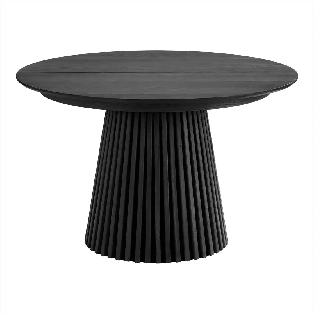 Valgomojo stalas ąžuolo fanera juodas su trimis prailginimo plokštelėmis ø120x120-160-200-240x75 cm RD427 - €1,070 Save