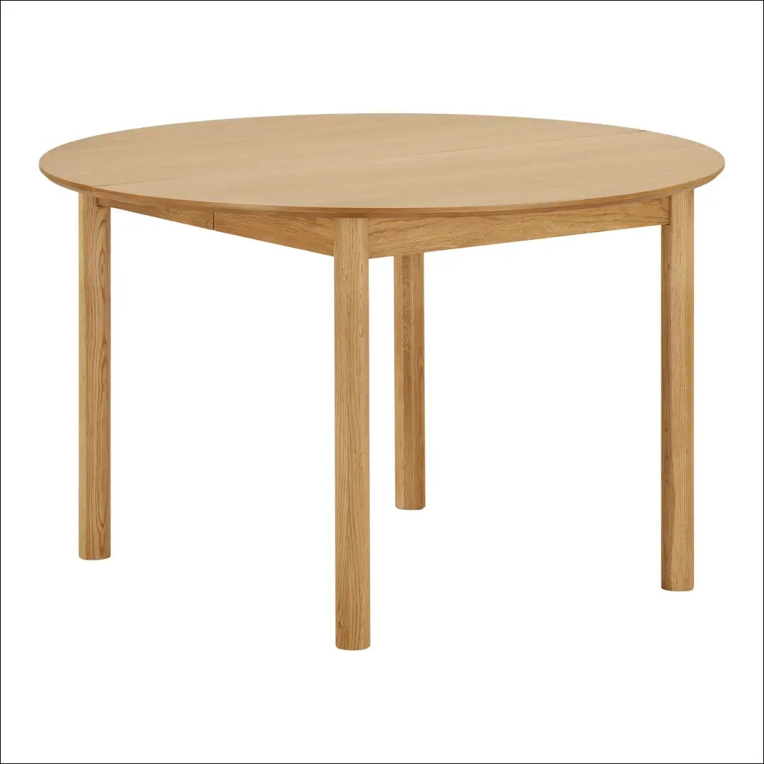 Valgomojo stalas ąžuolo fanera natūralus su dviem prailginimo plokštelėmis ø120x120-170-220x75 cm RD418 - €714 Save 15%