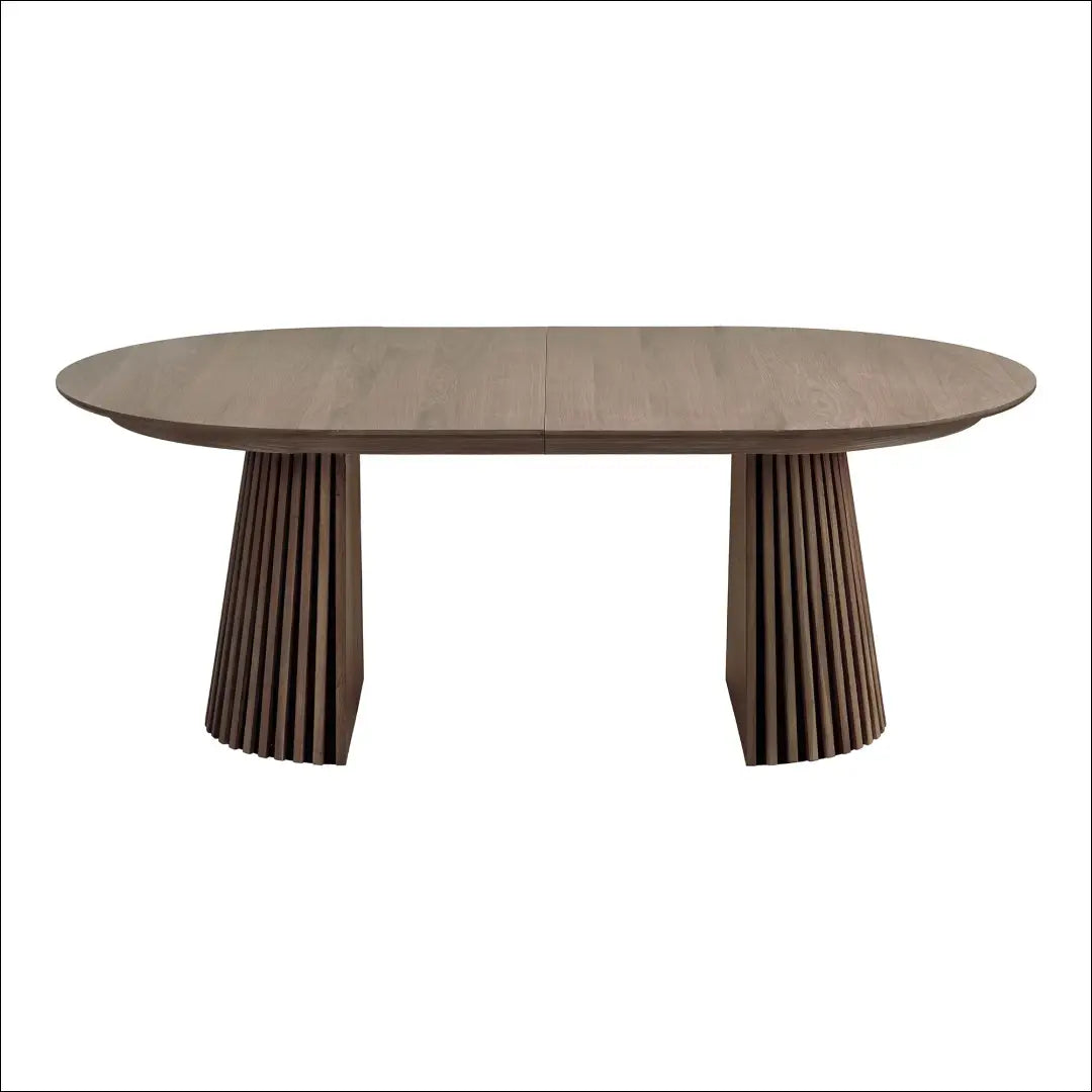 Valgomojo stalas ąžuolo fanera rūkytos medienos su dviem prailginimo plokštėmis 120x200-250-300x75 cm RD423 - €1,232
