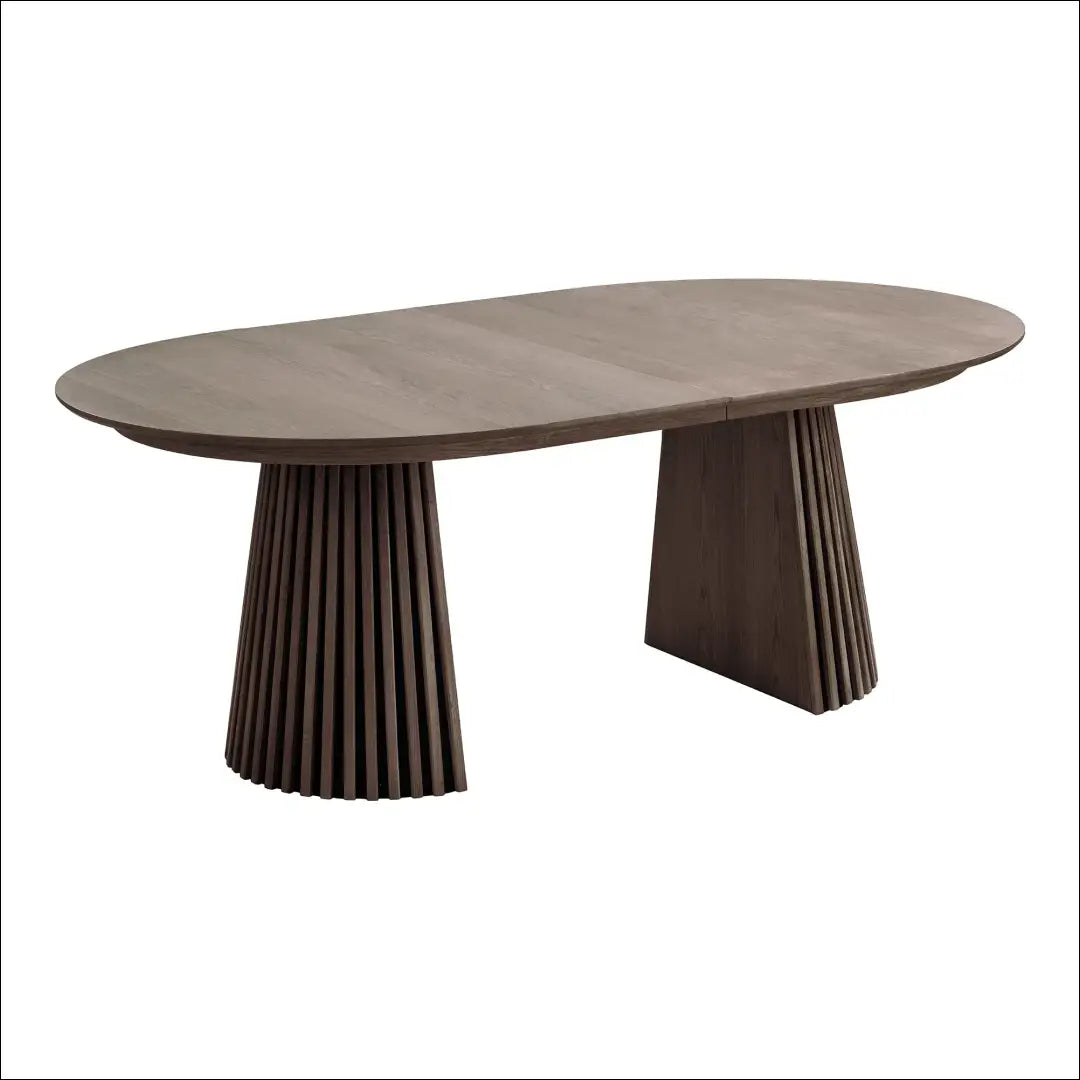 Valgomojo stalas ąžuolo fanera rūkytos medienos su dviem prailginimo plokštėmis 120x200-250-300x75 cm RD423 - €1,232