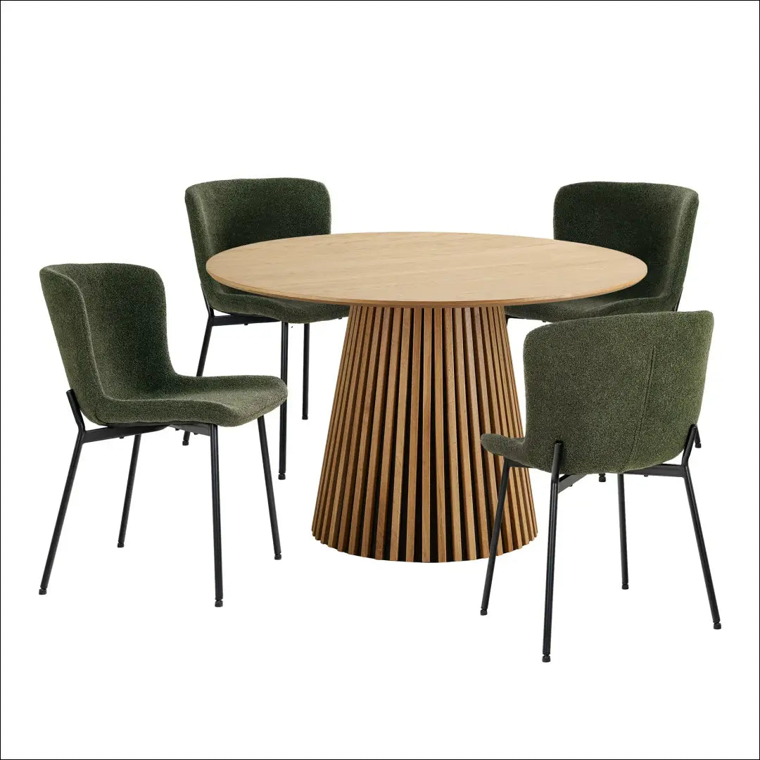 Valgomojo stalas ir 4 valgomojo kėdės RD1175 - €1,019 Save 15% Dining sets, Natūrali / tamsiai žalia, nordic, under-25,