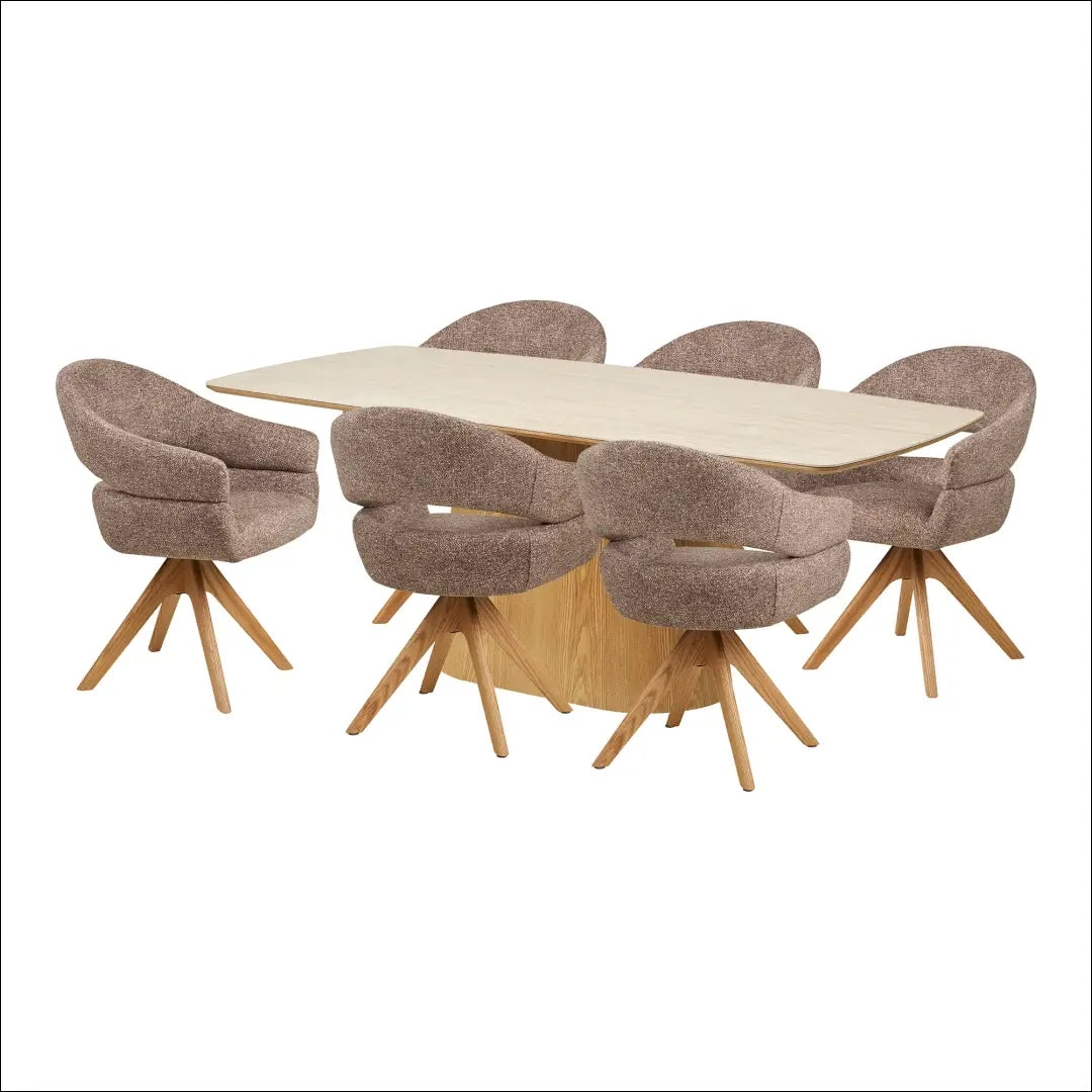 Valgomojo stalas ir 6 valgomojo kėdės RD1155 - €2,118 Save 15% Dining sets, Natūrali / akmens spalvos / ruda, nordic,