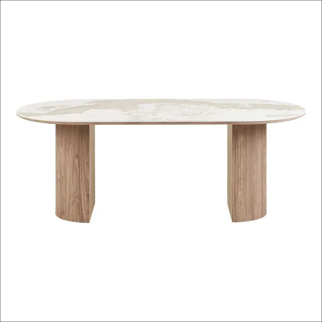 Valgomojo stalas keraminis stalviršis balta/ruda 100x210x76 cm RD446 - €876 Save 15% __label:Pristatymas 5-14 d.d.,