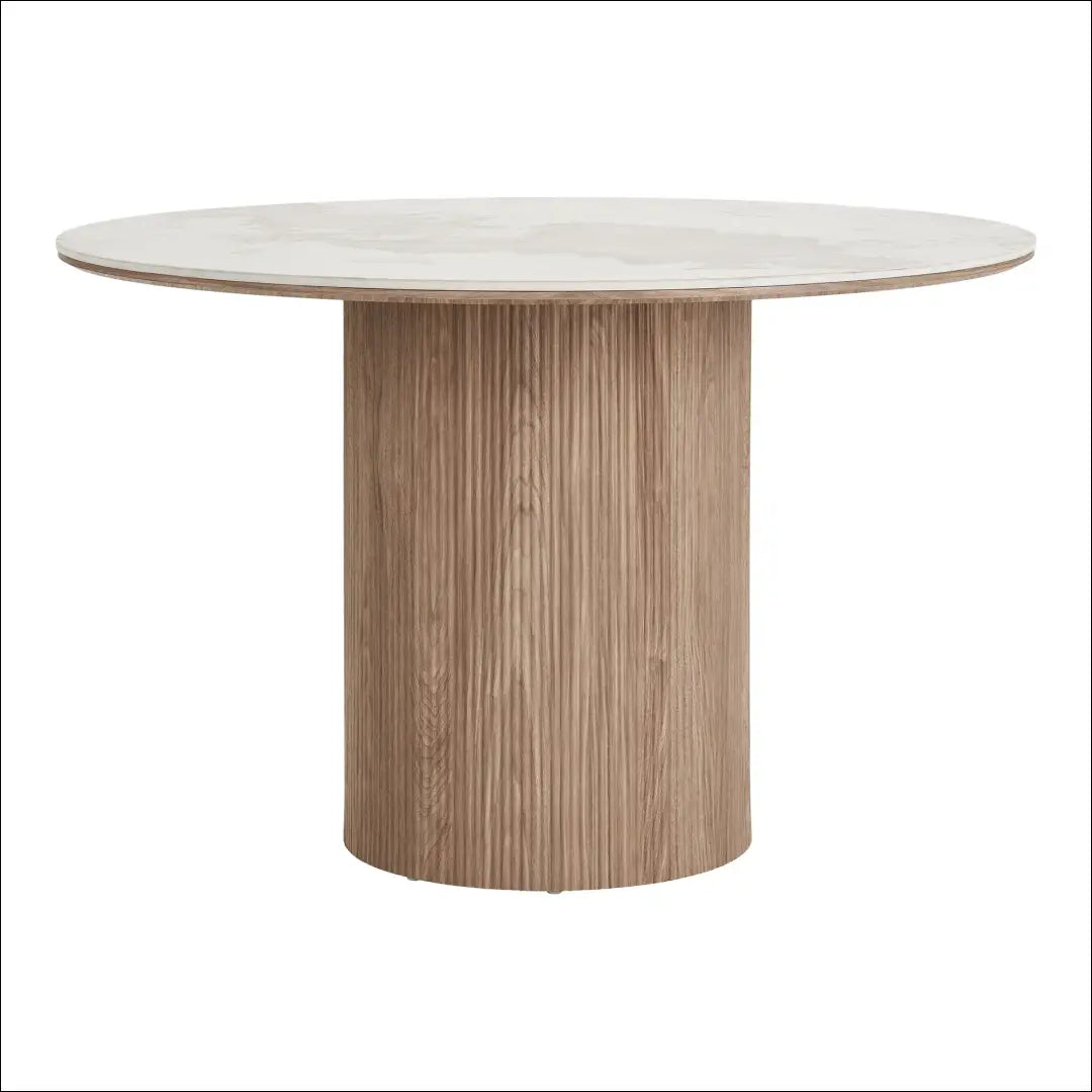 Valgomojo stalas keraminis stalviršis balta/ruda ø120x76 cm RD444 - €503 Save 15% __label:Pristatymas 5-14 d.d., Balta