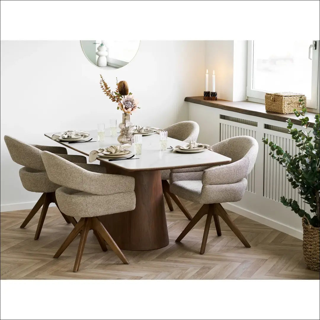 Valgomojo stalas keraminis stalviršis/uosio fanera balta/tamsiai ruda 90x200x76 cm RD448 - €811 Save 15%