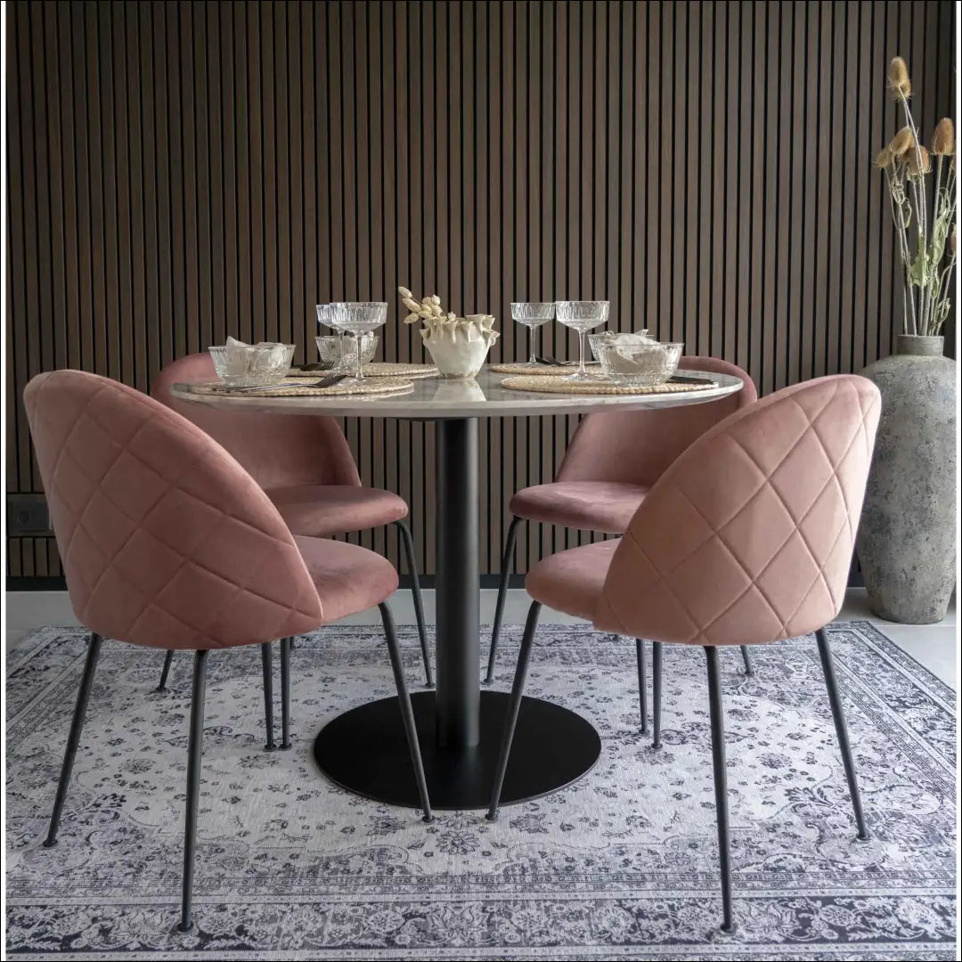 Valgomojo stalas marmuro imitacijos stalviršis juodos spalvos pagrindas ø110x75 cm RD400 - €259 Save 15%