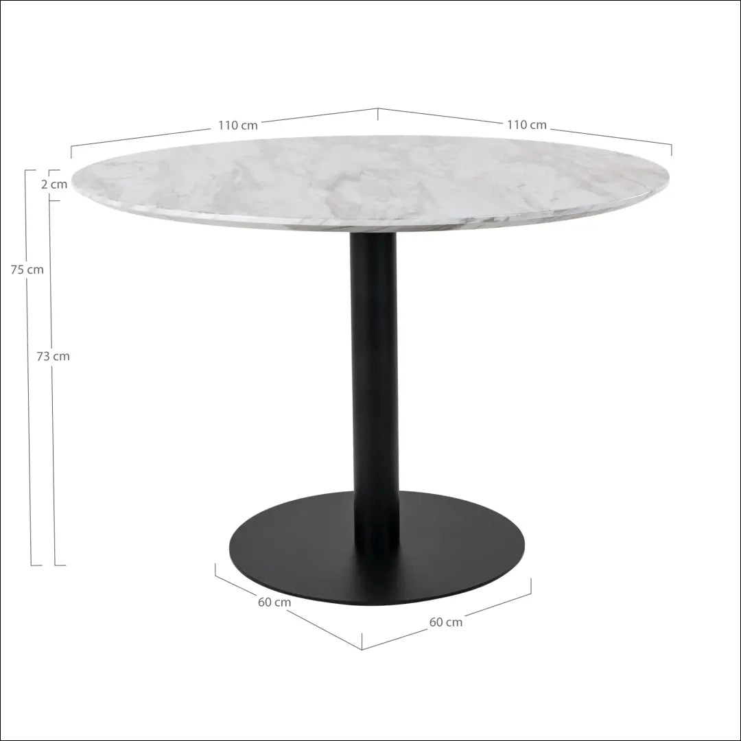 Valgomojo stalas marmuro imitacijos stalviršis juodos spalvos pagrindas ø110x75 cm RD400 - €259 Save 15%