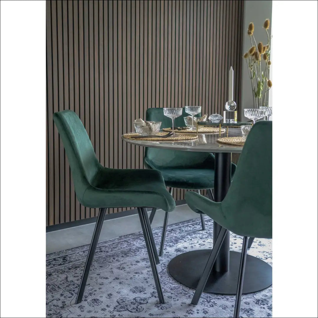 Valgomojo stalas marmuro imitacijos stalviršis juodos spalvos pagrindas ø110x75 cm RD400 - €259 Save 15%