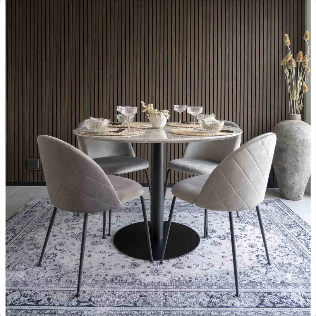 Valgomojo stalas marmuro imitacijos stalviršis juodos spalvos pagrindas ø110x75 cm RD400 - €259 Save 15%