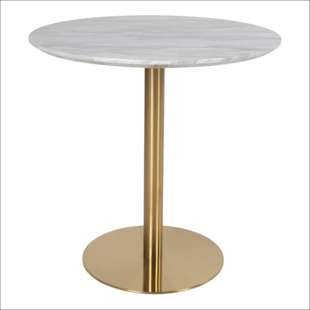 Valgomojo stalas marmuro imitacijos stalviršis žalvario pagrindas ø90x75 cm RD398 - €373 Save 15% Balta / Brass, Dining