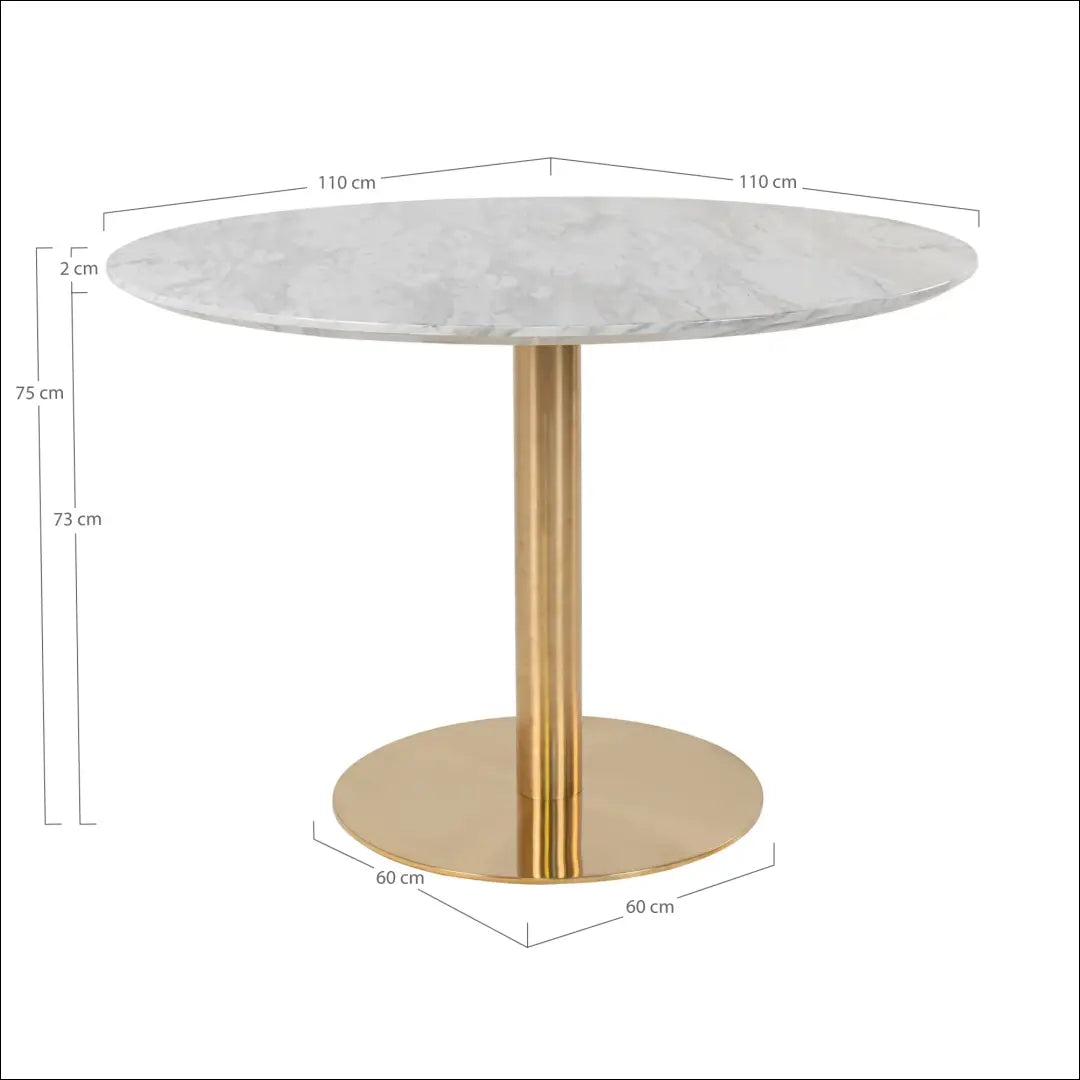 Valgomojo stalas marmuro imitacijos stalviršis žalvario pagrindas ø110x75 cm RD399 - €421 Save 15% __label:Pristatymas