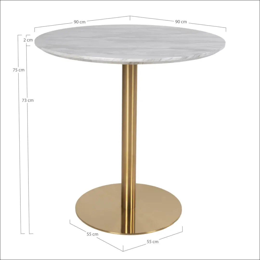 Valgomojo stalas marmuro imitacijos stalviršis žalvario pagrindas ø90x75 cm RD398 - €373 Save 15% __label:Pristatymas