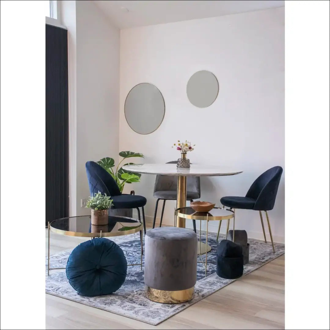 Valgomojo stalas marmuro imitacijos stalviršis žalvario pagrindas ø110x75 cm RD399 - €421 Save 15% __label:Pristatymas