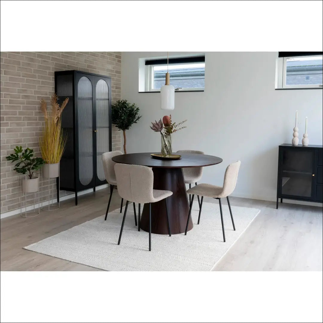 Valgomojo stalas riešutmedžio fanera tamsiai ruda ø120x76 cm RD094 - €586 Save 15% Dining tables, nordic, over-200,