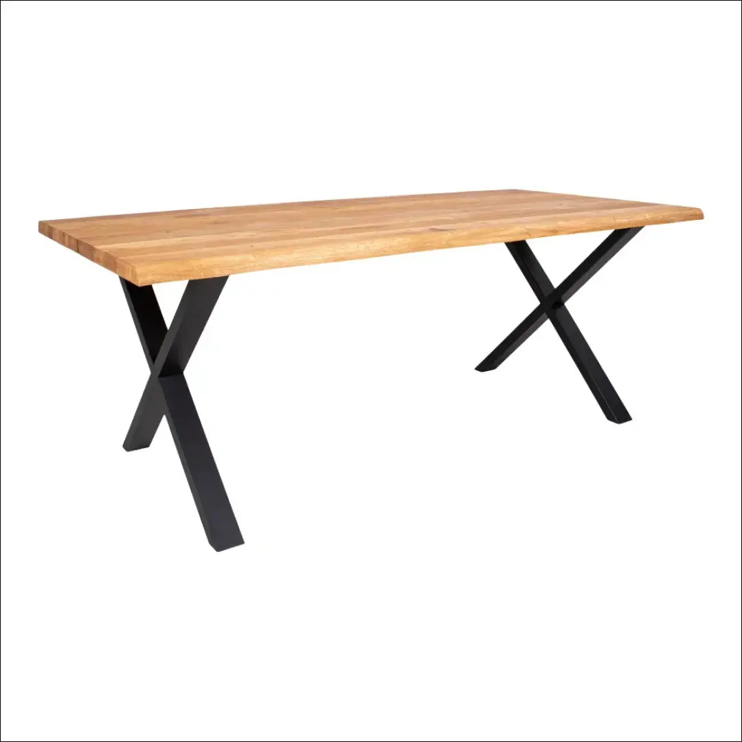 Valgomojo stalas su banguotais kraštais ąžuolo spalvos natūralus paruoštas prailginamoms lėkštėms 95x200x75 cm RD402