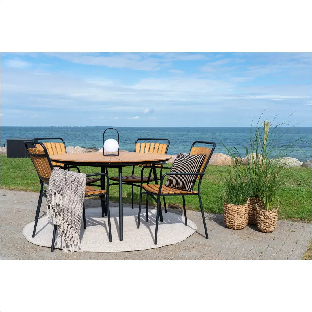 Valgomojo stalas tikmedžio stalviršis natūralios medienos juodos kojelės ø130x74 cm RD1185 - €569 Save 15%