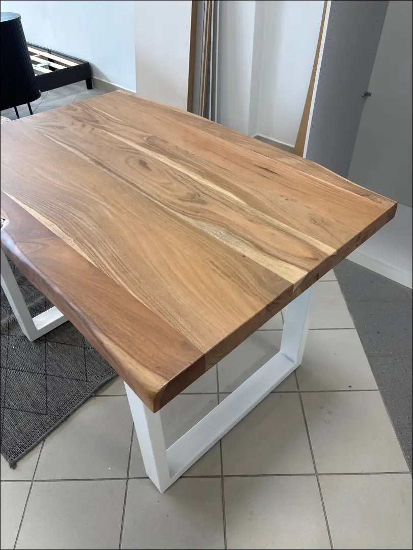 Valgomojo stalas VI1018 - €198 Save 55% 100-200, color-balta, color-ruda, material-medzio-masyvas, material-metalas