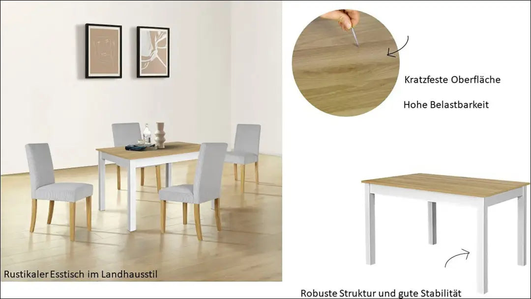 Valgomojo stalas VI1212 - €110 Save 50% 100-200, __label:Pristatymas 1-2 d.d., color-balta, color-ruda,